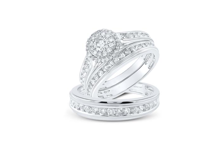 Halo Round Diamond Trio Set