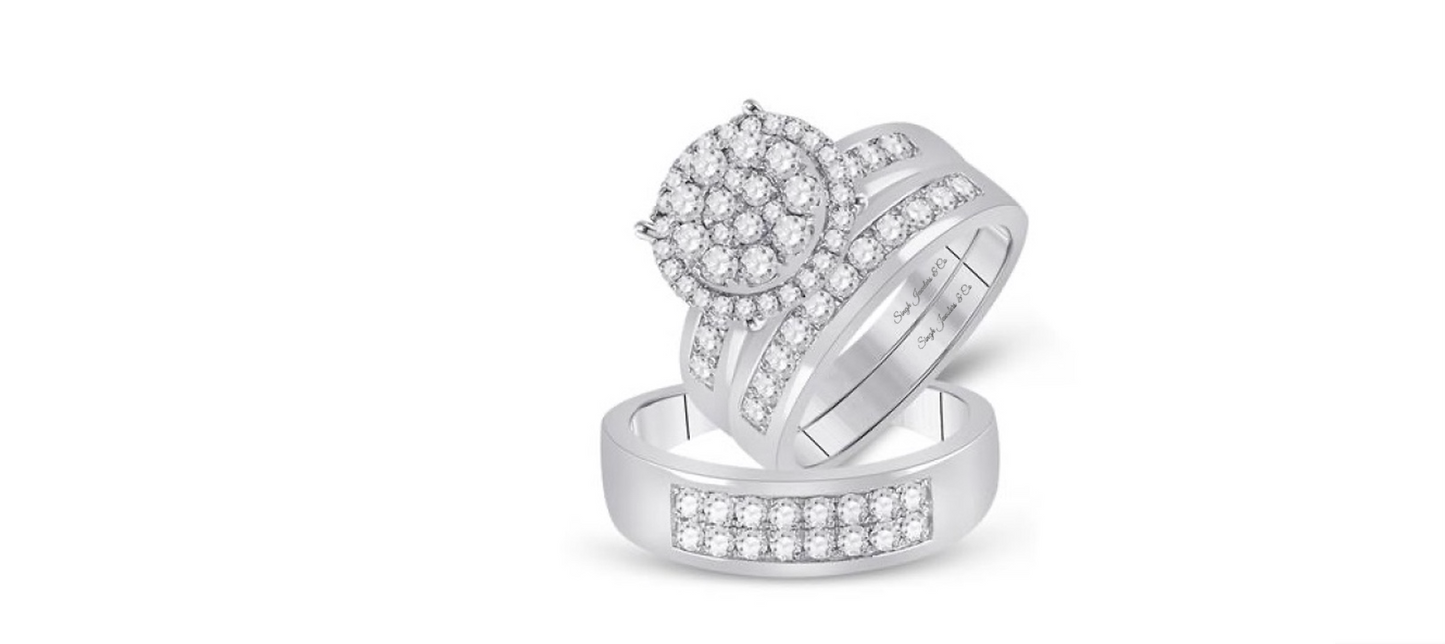 14K White Gold Matching Trio Set