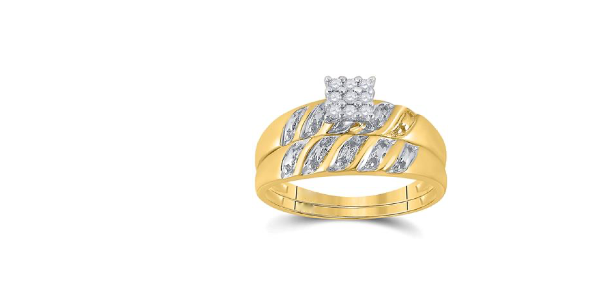 10K Gold Matching Diamond Trio Ring Set – 1/10 CTW