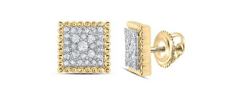10K Diamond Square Earrings