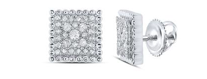 10K Diamond Square Earrings
