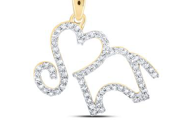 10K Elephant 1/5 Cttw Diamond Heart Charm