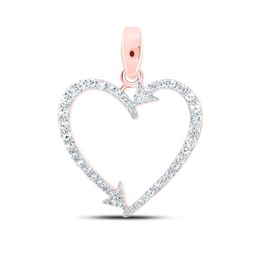 10K Double Arrow Heart Pendant