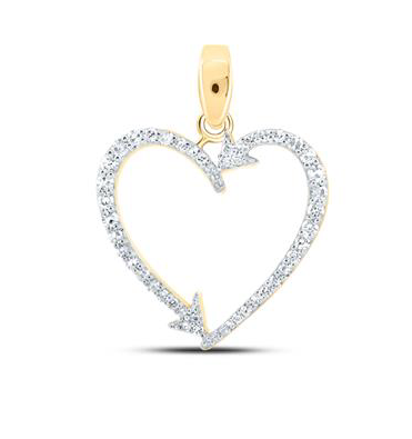10K Double Arrow Heart Pendant