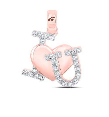 10k I Love U Heart 1/6 Cttw Diamond Pendant