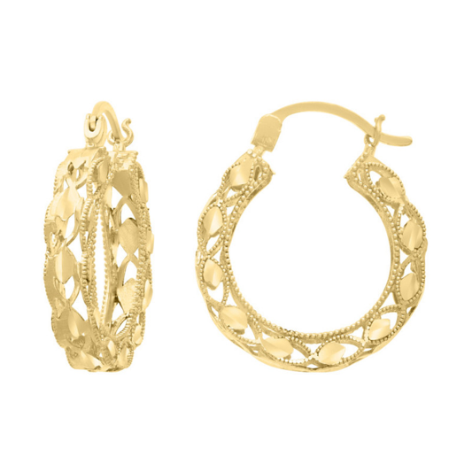 10K Turkish Diamond-Cut Hoops