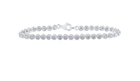 Sterling Silver 925 Round 1/10 Cttw Diamond Bracelet