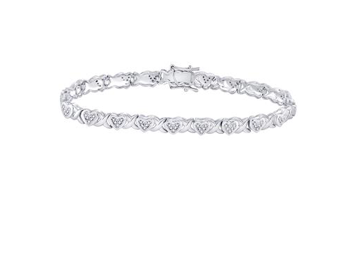 925 Diamond Heart Tennis Bracelet