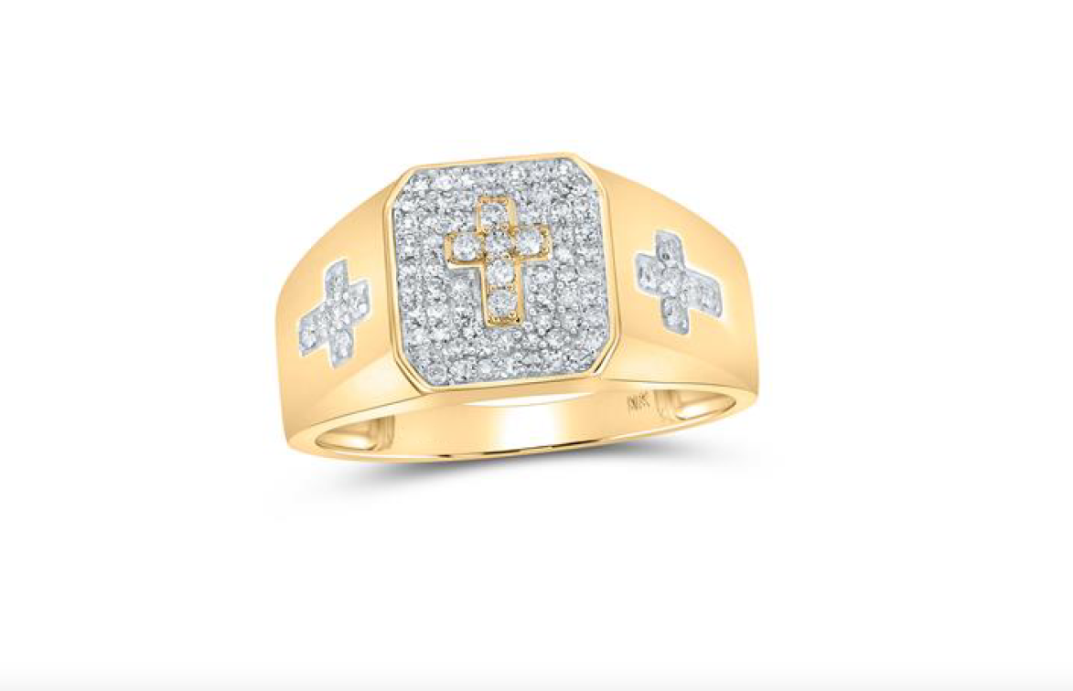 10K Diamond Cross Ring