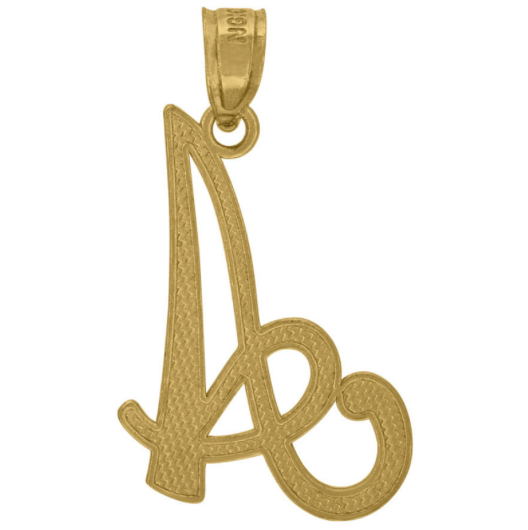 10k Yellow Gold Cursive Initial "A"