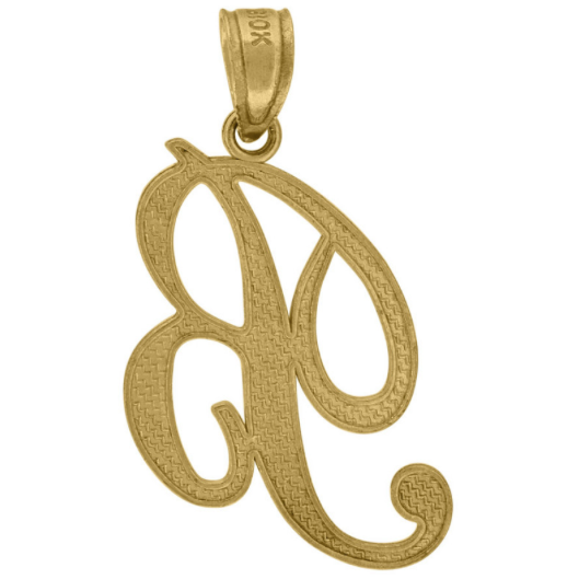 10k Yellow Gold Cursive Initial "B"