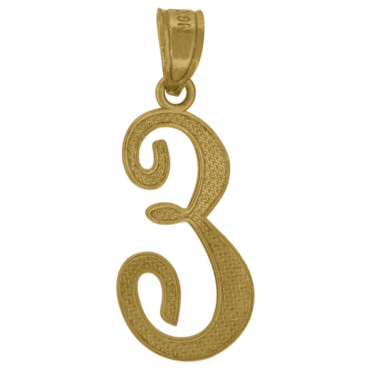 10k Yellow Gold Cursive Initial "E"