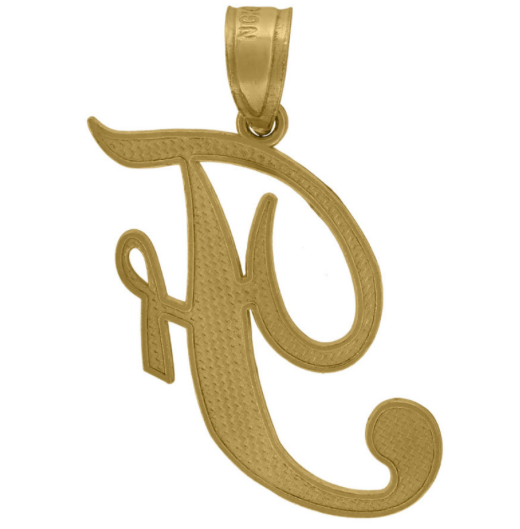 10k Yellow Gold Cursive Initial "F"