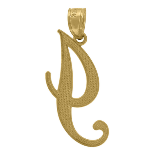 10k Yellow Gold Cursive Initial "I"