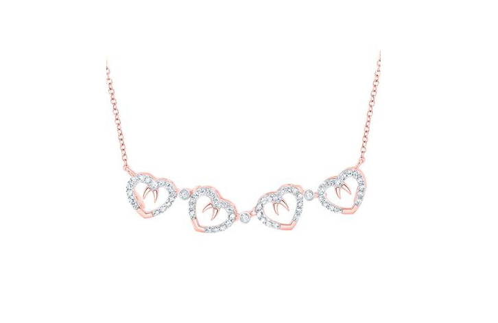 10K Gold 3/8 Cttw Diamond Convertiable Heart Necklace