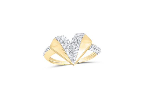 10k Gold Gift Heart 3/8 Cttw Diamond Ring