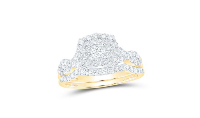 14K Princess Diamond Bridal Ring Set