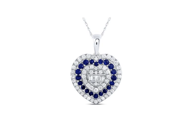10K White Gold Diamond Heart Pendant