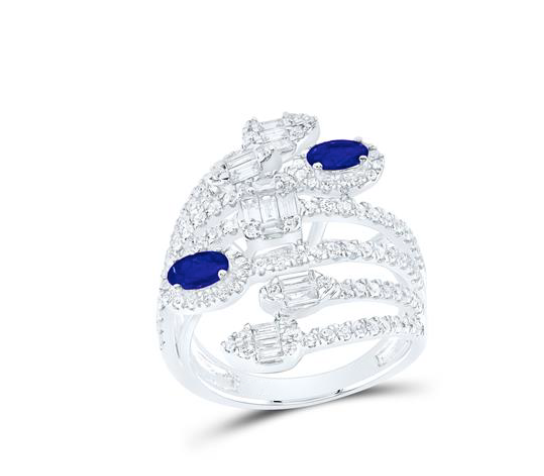 14K Oval Blue Sapphire Cocktail Ring