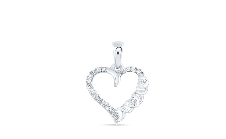 10k Hugs & Kisses 1/20 Cttw Diamond Heart Pendant