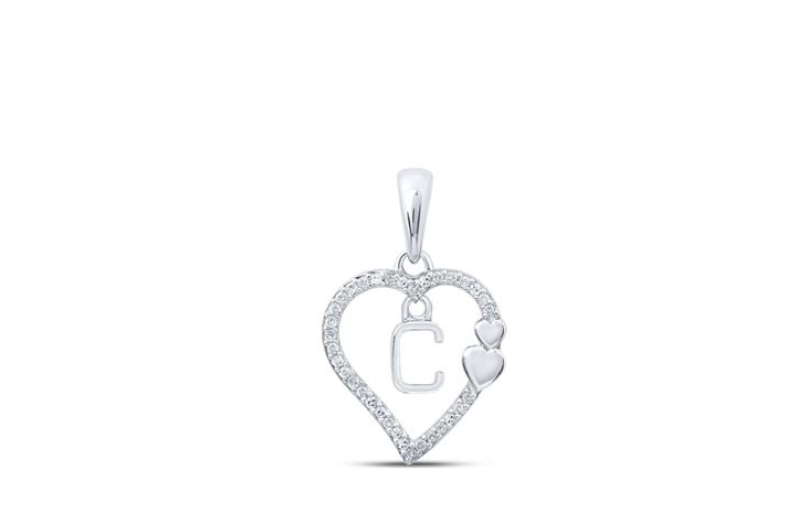 10K Double Hearts Diamond Initial C
