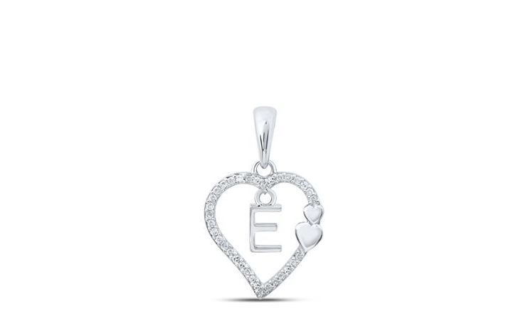 10K Double Hearts Diamond Initial E