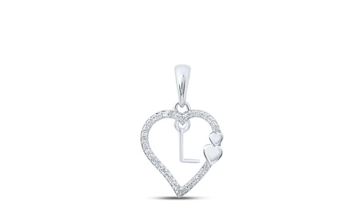 10K Double Hearts 1/10 Cttw Diamond Initial L