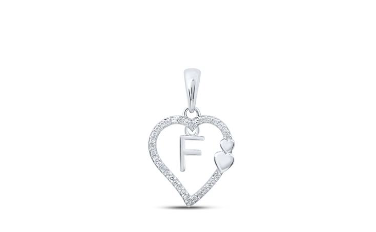10K Double Hearts Diamond Initial F