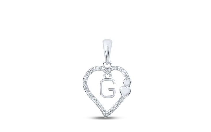 10K Double Hearts Diamond Initial G