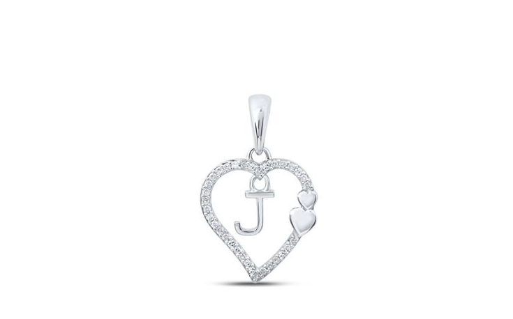 10K Double Hearts 1/10 Cttw Diamond Initial J