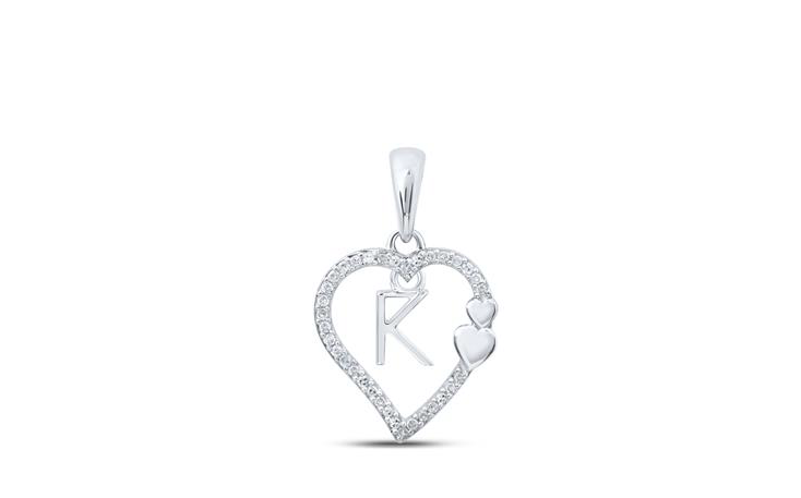 10K Double Hearts 1/10 Cttw Diamond Initial K