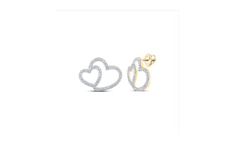 10K Double Heart Earrings