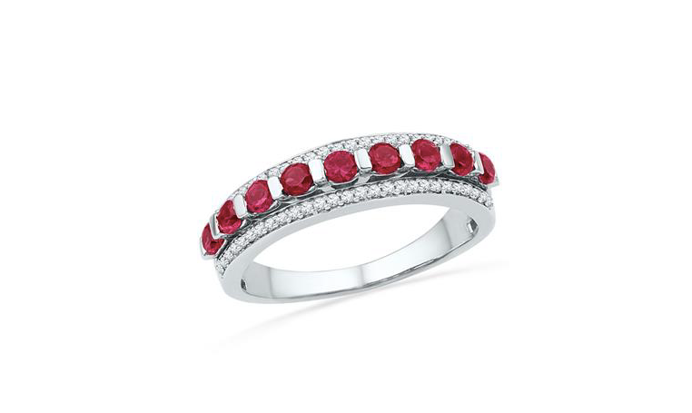 10K White Gold Ruby Diamond Band