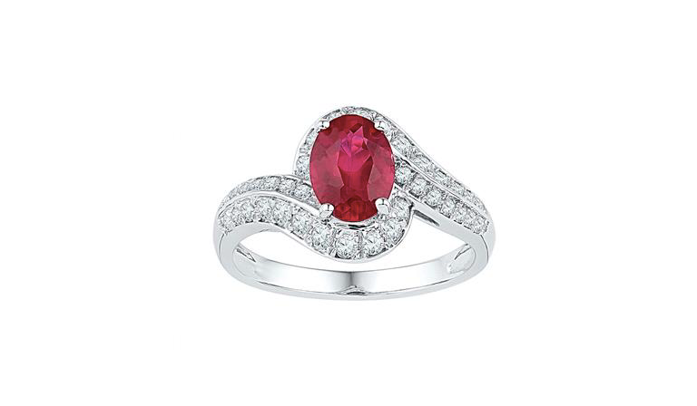 10K White Gold Ruby Solitaire Ring