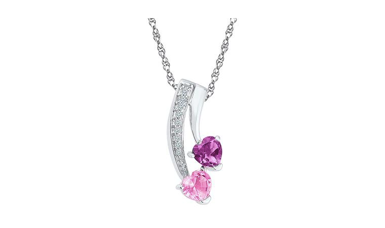 Sterling Silver Pink Sapphire Amethyst Charm