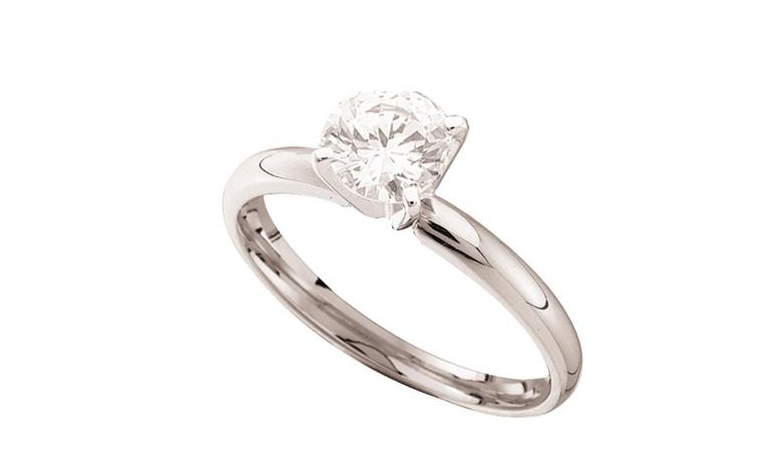 14K White Gold Round Solitaire Engagement Ring