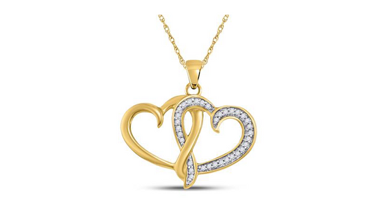 10K Double Joined Diamond Heart Pendant