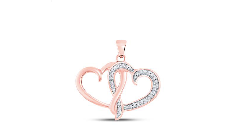 10K Double Joined Diamond Heart Pendant