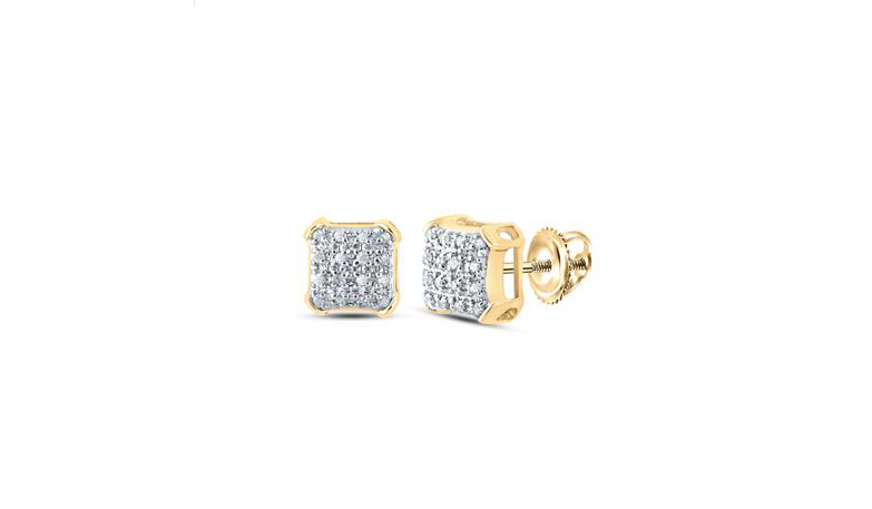 10K Diamond Square Earrings