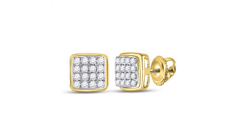 10K Diamond Square Earrings