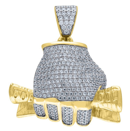 Sterling Silver Two Tone Yellow Bill Money Hand Charm