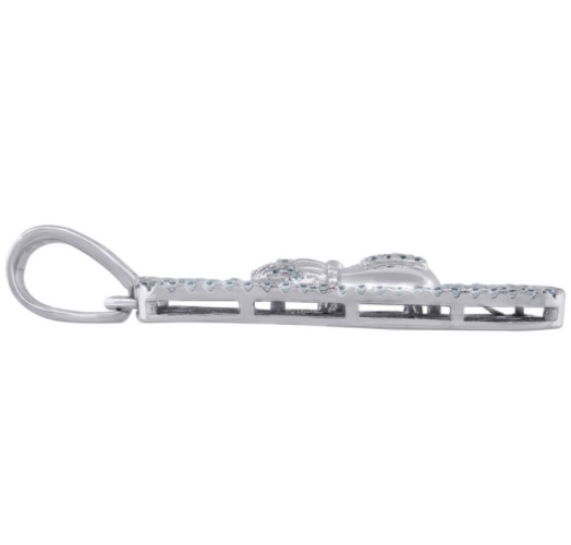 Sterling Silver White Sapphire Paid In Full Money Bag Charm