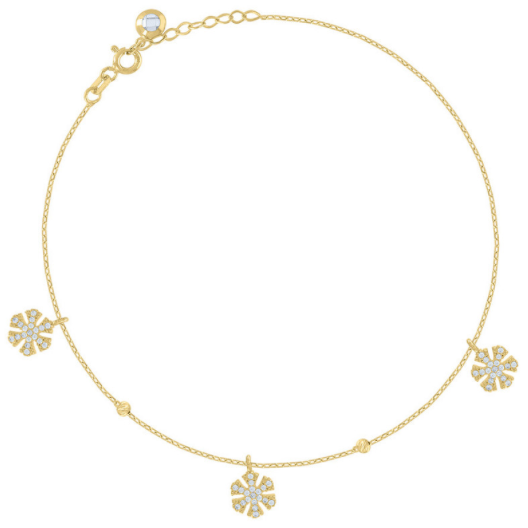 14K Snowflake White Sapphire Bracelet