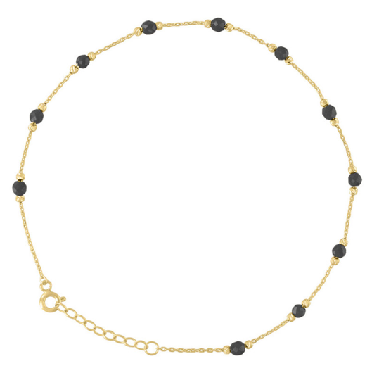 14K Black Beaded Fashion Anklet