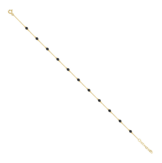 14K Black Beaded Fashion Anklet