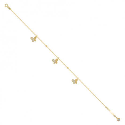 10K Yellow Gold Butterfly Anklet
