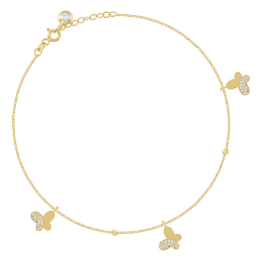 10K Yellow Gold Butterfly Anklet