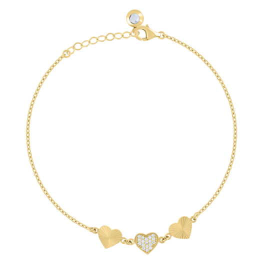 10K Triple Hearts Bracelet
