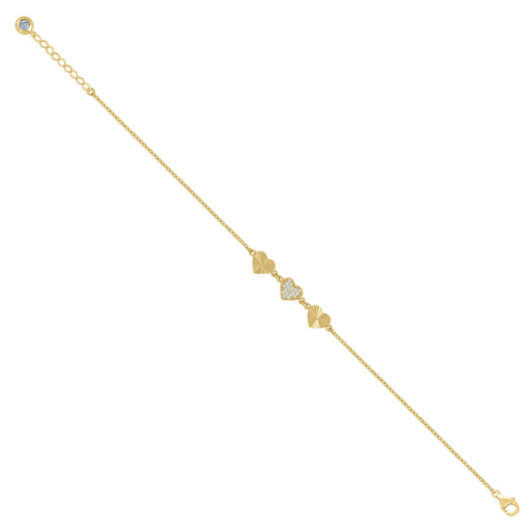 10K Triple Hearts Bracelet