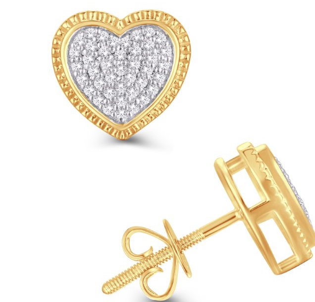 10K Yellow Gold Heart Earrings